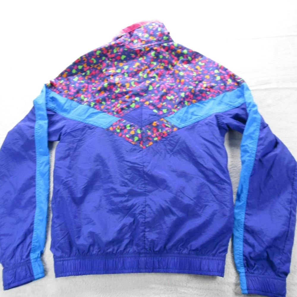 Nike Sportswear Jacket Girls Small 4-6 Purple Colorblock Full Zip Rain Retro